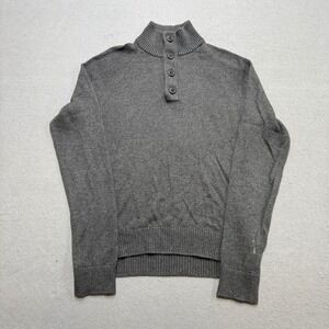 Banana Republic Sweater Men's Small Dark Gray Mockneck Knitted Quarter Pullover
